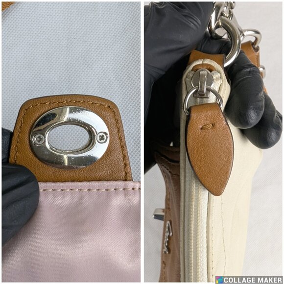 Authentic Coach Park Ivory Brown Leather Swing-pack Cross-body Bag - Picture 11 of 16